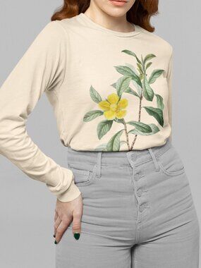 Snake Vine Vintage Floral Print Long Sleeve Graphic Tee T-shirt S-XXL